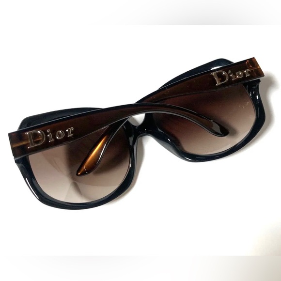 CHRISTIAN DIOR ICONIC GLOSSY SUNGLASSES OVERSIZED CLEAR BROWN - Picture 6 of 11